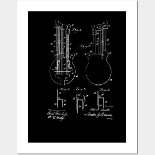 Double Bass Guitar Vintage Patent Drawing Posters and Art